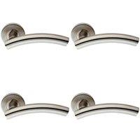 Loops 4x PAIR Arched Round Bar Handle on Round Rose Concealed Fix Satin Steel in Metallics