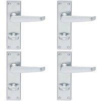 Loops 4x Victorian Flat Lever on Bathroom Backplate Handle 150 x 42mm Satin Chrome