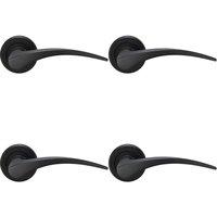 Loops 4x PAIR Arched Tapered Handle on Round Rose Concealed Fix Matt Black Finish