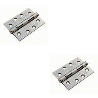 Loops 2x PAIR 102 x 76 x 3mm Ball Bearing Hinge Satin Stainless Steel Interior Door in Metallics