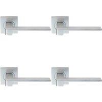 Loops 4x PAIR Flat Squared Bar Handle on Square Rose Concealed Fix Satin Chrome