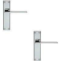 Loops 2x Flat Straight Lever on Latch Backplate Door Handle 180 x 40mm Polished Chrome