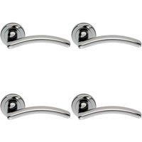 Loops 4x PAIR Oval Shape Arched Bar Lever on Round Rose Concealed Fix Polished Chrome