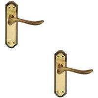 Loops 2x PAIR Curved Handle on Sculpted Latch Backplate 180 x 48mm Florentine Bronze