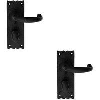 Loops 2x PAIR Forged Curved Handle on Bathroom Backplate 155 x 54mm Black Antique