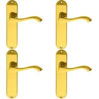 Loops 4x PAIR Curved Handle on Chamfered Latch Backplate 180 x 40mm Polished Brass in Metallics