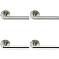 Loops 4x PAIR Round Mitred Bar Safety Handle on Round Rose Concealed Fix Satin Steel in Metallics