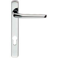 Loops Straight Lever Door Handle on Lock Backplate Polished Chrome 208mm X 26mm