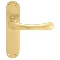 Loops PAIR Smooth Rounded Handle on Shaped Latch Backplate 185 x 42mm Satin Brass in Metallics