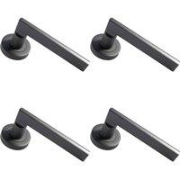 Loops 4x PAIR Straight Plinth Mounted Handle on Round Rose Concealed Fix Matt Bronze