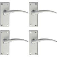 Loops 4x PAIR Slim Arched Door Handle on Latch Backplate 150 x 43mm Satin Chrome