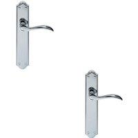 Loops 2x PAIR Curved Handle on Long Latch Backplate 245 x 45mm Polished Chrome