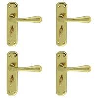 Loops 4x PAIR Heavy Duty Lever on Angular Bathroom Backplate 180 x 40mm Polished Brass in Metallics
