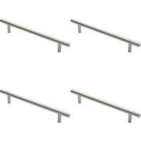 Loops 4x 19mm Straight T Bar Pull Handle 300mm Fixing Centres Satin Stainless Steel in Metallics
