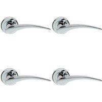 Loops 4x PAIR Arched Tapered Handle on Round Rose Concealed Fix Polished Chrome