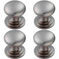 Loops 4x Victorian Round Cupboard Door Knob 42mm Dia Stainless Steel Cabinet Handle in Metallics