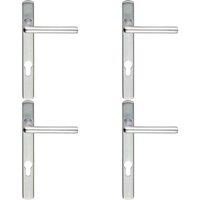 Loops 4x PAIR Straight Lever on Narrow Euro Lock Backplate 220 x 26mm Satin Chrome