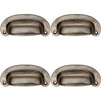 Loops 4x Oval Plate Cabinet Cup Handle 106 x 44.5mm 87mm Fixing Centres Pewter