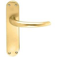 Loops PAIR Slim Round Bar Handle on Shaped Latch Backplate 185 x 40mm Satin Brass in Metallics