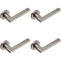 Loops 4x PAIR Slim Elliptical Handle on Round Rose Concealed Fix Satin Steel in Metallics