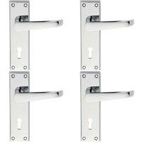 Loops 4x PAIR Straight Victorian Handle on Lock Backplate 150 x 43mm Polished Chrome