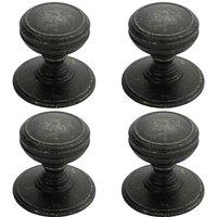 Loops 4x Ringed Tiered Cupboard Door Knob 38mm Diameter Pewter Cabinet Handle