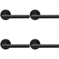 Loops 4x PAIR Straight T Bar Handle on Round Rose Concealed Fix Matt Black Finish