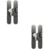 Loops 2x 134 x 24mm Concealed Medium Duty Hinge Fits Unrebated Doors Matt Nickel in Metallics