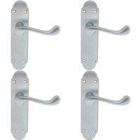 Loops 4x PAIR Victorian Upturned Handle on Latch Backplate 170 x 42mm Satin Chrome