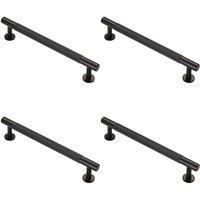 Loops 4x Knurled Bar Door Pull Handle 190 x 13mm 160mm Fixing Centres Matt Black