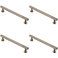 Loops 4x Knurled Bar Door Pull Handle 190 x 13mm 160mm Fixing Centres Satin Nickel in Metallics