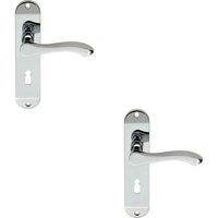 Loops 2x PAIR Scroll Lever Door Handle on Lock Backplate 180 x 40mm Polished Chrome