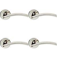 Loops 4x PAIR Flat Arched Style Handle on Round Rose Concealed Fix Polished Nickel in Metallics
