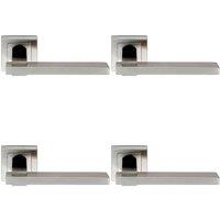 Loops 4x PAIR Square Cut Rectangular Handle on Square Rose Concealed Fix Satin Steel in Metallics
