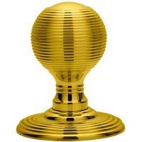 Loops PAIR Round Textured Mortice Door Knob 50mm Diameter Brass Beehive Handle in Metallics