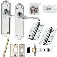 Loops Door Handle & Latch Pack Chrome Victorian Scroll Lever on Backplate 180 x 45mm