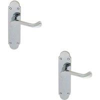 Loops 2x PAIR Victorian Upturned Handle on Latch Backplate 170 x 42mm Polished Chrome