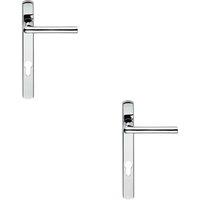 Loops 2x PAIR Straight Lever on Narrow Euro Lock Backplate 220 x 26mm Polished Chrome