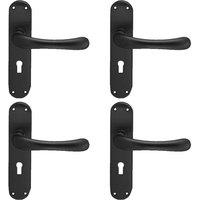 Loops 4x PAIR Smooth Rounded Handle on Shaped Lock Backplate 185 x 42mm Matt Black