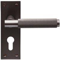 Loops PAIR Knurled Round Handle on Slim Euro Lock Backplate 150 x 50mm Matt Bronze