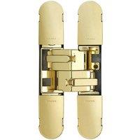 Loops 134 x 24mm Concealed Medium Duty Hinge Fits Unrebated Doors Brass Plated in Metallics