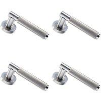 Loops 4x PAIR Knurled Grip Round Bar Handle on Round Rose Concealed Fix Satin Nickel in Metallics