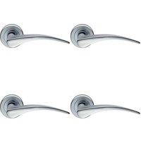 Loops 4x PAIR Arched Tapered Handle on Round Rose Concealed Fix Satin Chrome