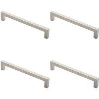 Loops 4x Square Mitred Door Pull Handle 319 x 19mm 300mm Fixing Centres Satin Steel in Metallics