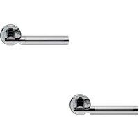 Loops 2x PAIR Round Bar Handle on Chamfered Edged Round Rose Satin & Polished Chrome