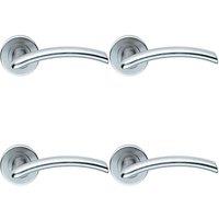 Loops 4x PAIR Oval Shaped Arched Bar Handle Concealed Fix Round Rose Satin Chrome
