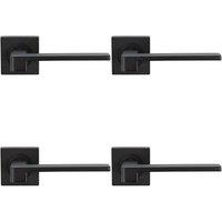 Loops 4x PAIR Flat Squared Bar Handle on Square Rose Concealed Fix Matt Black