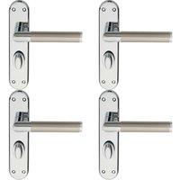 Loops 4x Round Bar Lever on Bathroom Backplate Door Handle 180 x 40mm Chrome & Nickel in Metallics