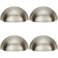 Loops 4x Victorian Cup Pull Handle Satin Nickel 92 x 46mm 76mm Fixing Centres in Metallics