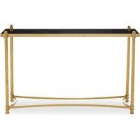 Orsina Modern & Sleek Black Console Table, Spacious Glass Topped Console Table For Hallways, Decorative Table in Gold